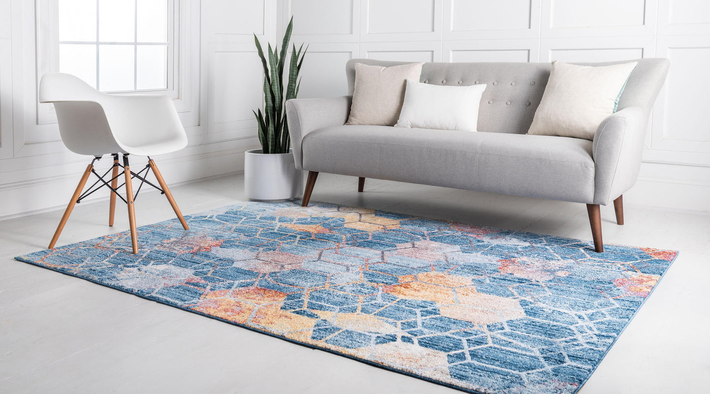 Reuben - Hexagon Pattern Color Blend Rug
